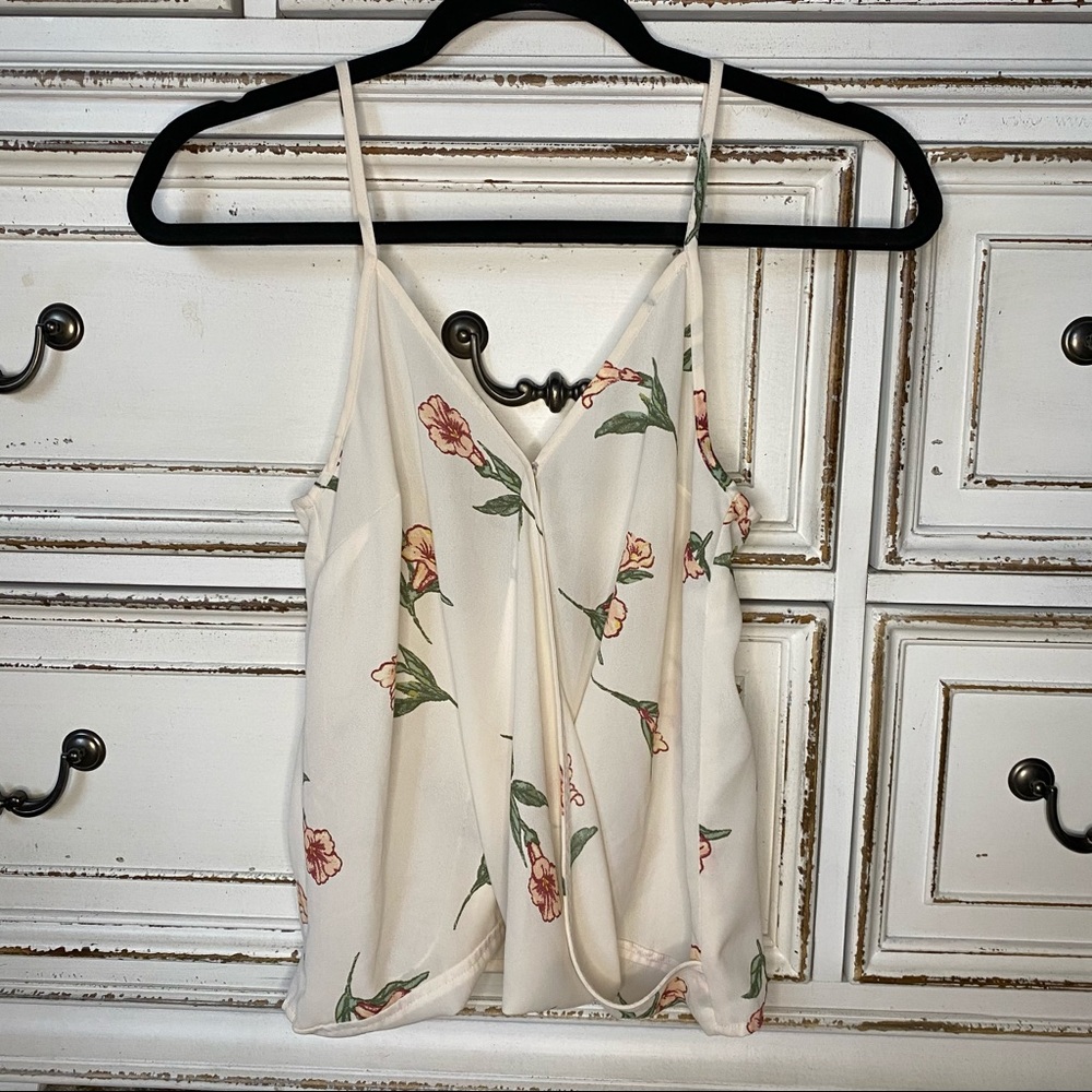 Forever 21 Cream Floral Spaghetti Strap Tank Top - Picture 1 of 4